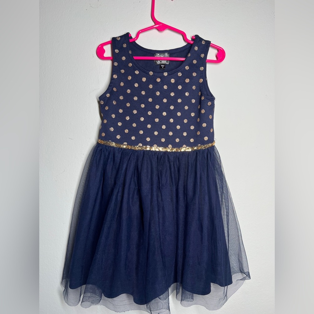 SIZE 6 girls - Blue and gold party dress 🥳